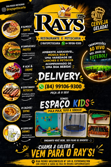 Material do Ray's com delivery e espaço kids