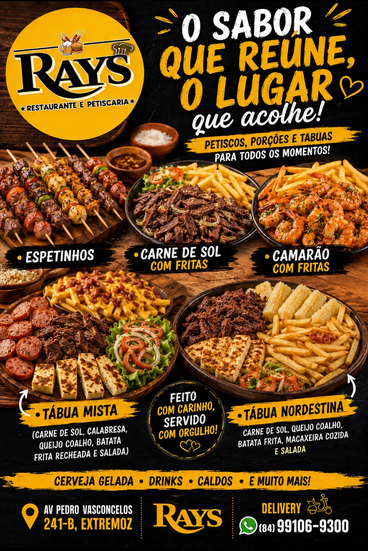 Petiscos, espetinhos e tábuas do Ray's