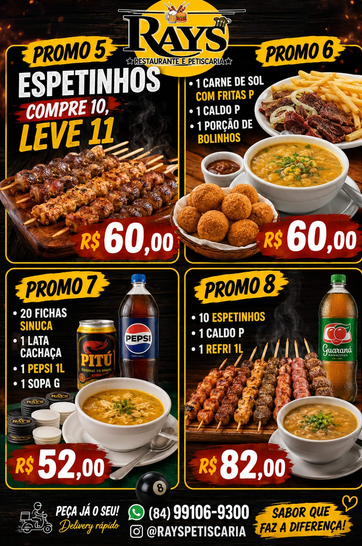 Promoção de espetinhos do Ray's